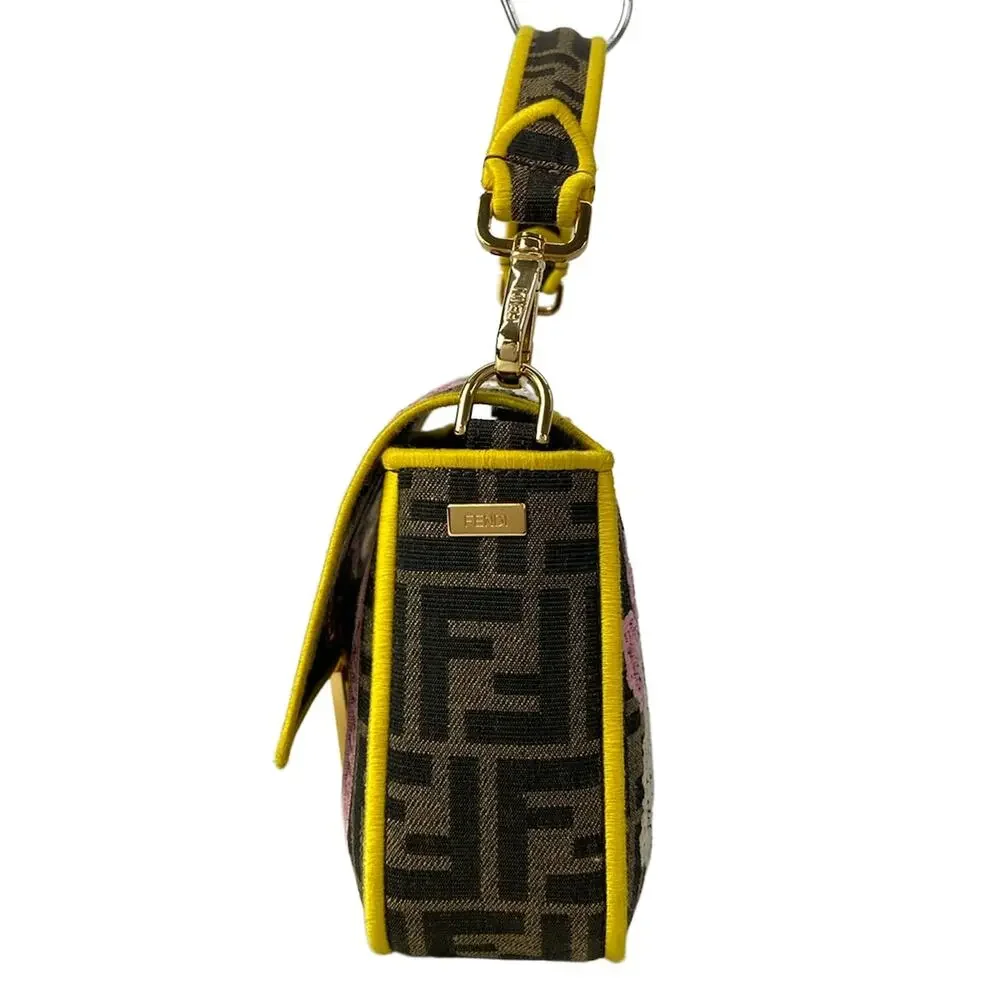 Fendi Mama Bucket Handbag 8BR600 Beige Dark Brown Multi